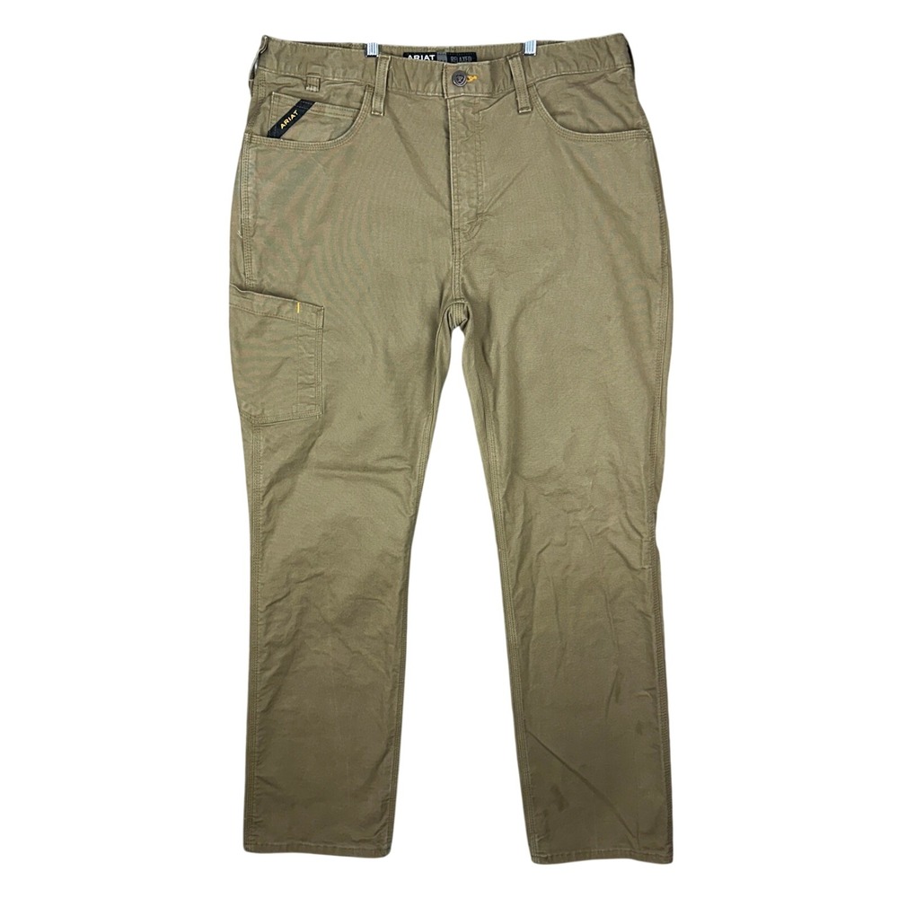 Ariat Rebar M4 Pants Mens 38/34 Brown Canvas Relaxed Straight Utility Workwear